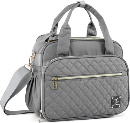 Crossbody Small Diaper Bag, Cute Mini Baby Diaper Tote Bags with Insulated Pockets for Traveling Outdoor Parent,Gray