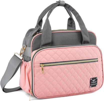 Crossbody Small Diaper Bag, Cute Mini Baby Diaper Tote Bags with Insulated Pockets for Traveling Outdoor Parent,Gray