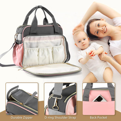 Crossbody Small Diaper Bag, Cute Mini Baby Diaper Tote Bags with Insulated Pockets for Traveling Outdoor Parent,Gray