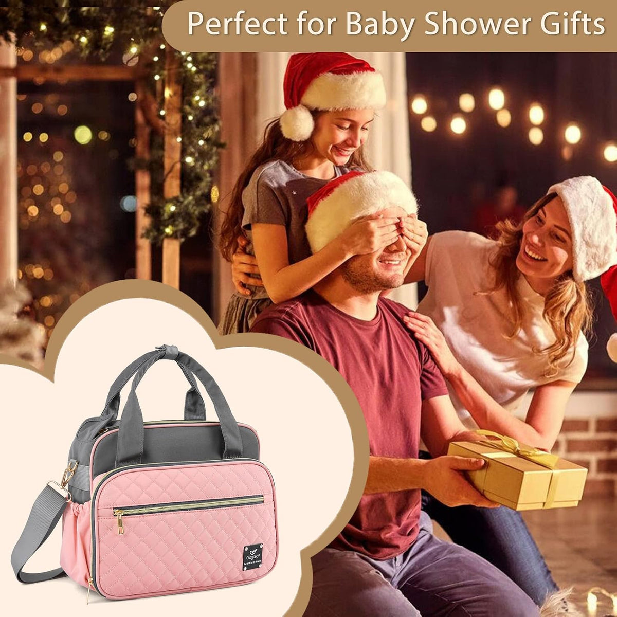 Crossbody Small Diaper Bag, Cute Mini Baby Diaper Tote Bags with Insulated Pockets for Traveling Outdoor Parent,Gray