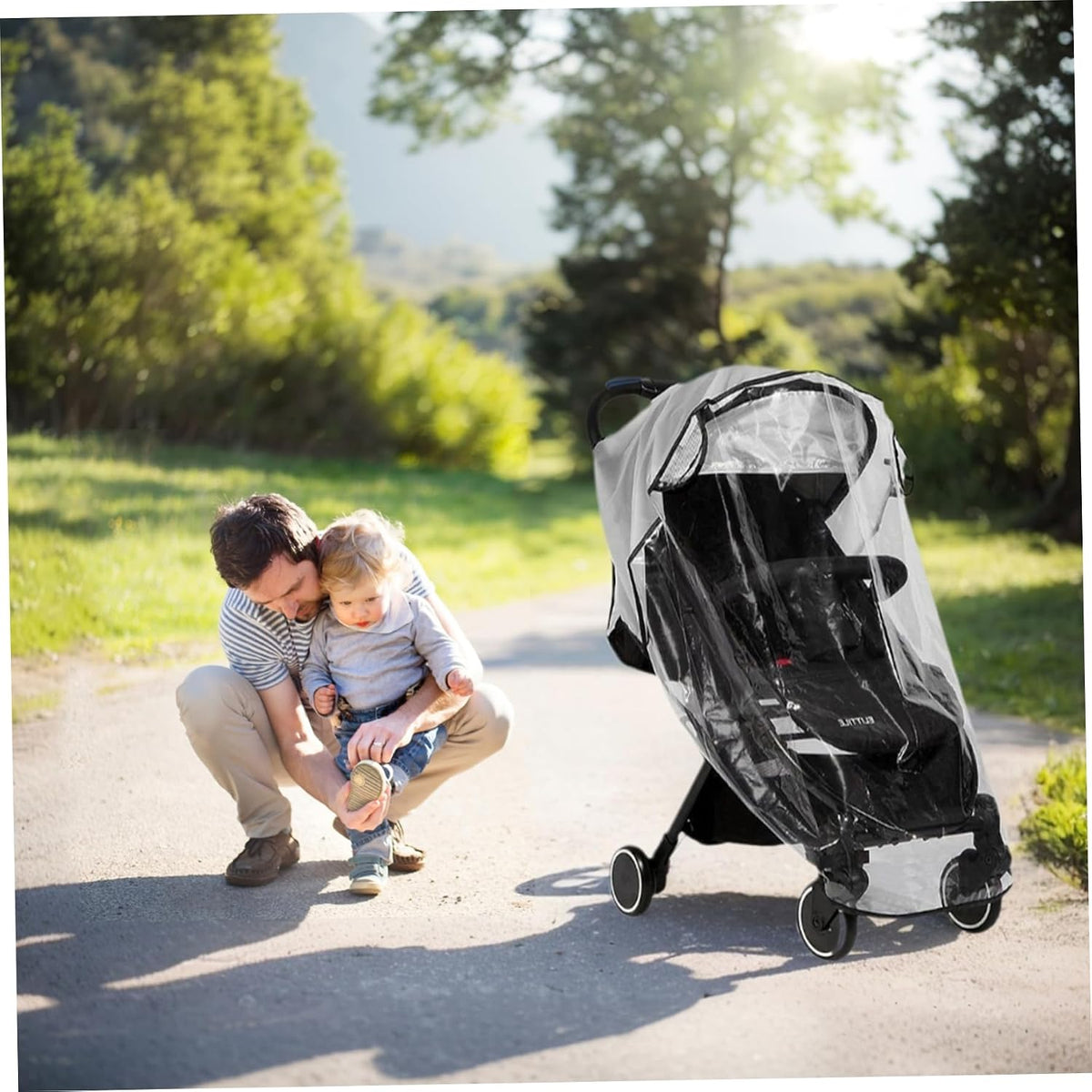 Stroller Rain Cover Windproof & Rainproof Stroller Rain Cover Foldable for Protect from Dust Snow, Baby Travel Weather Shield.