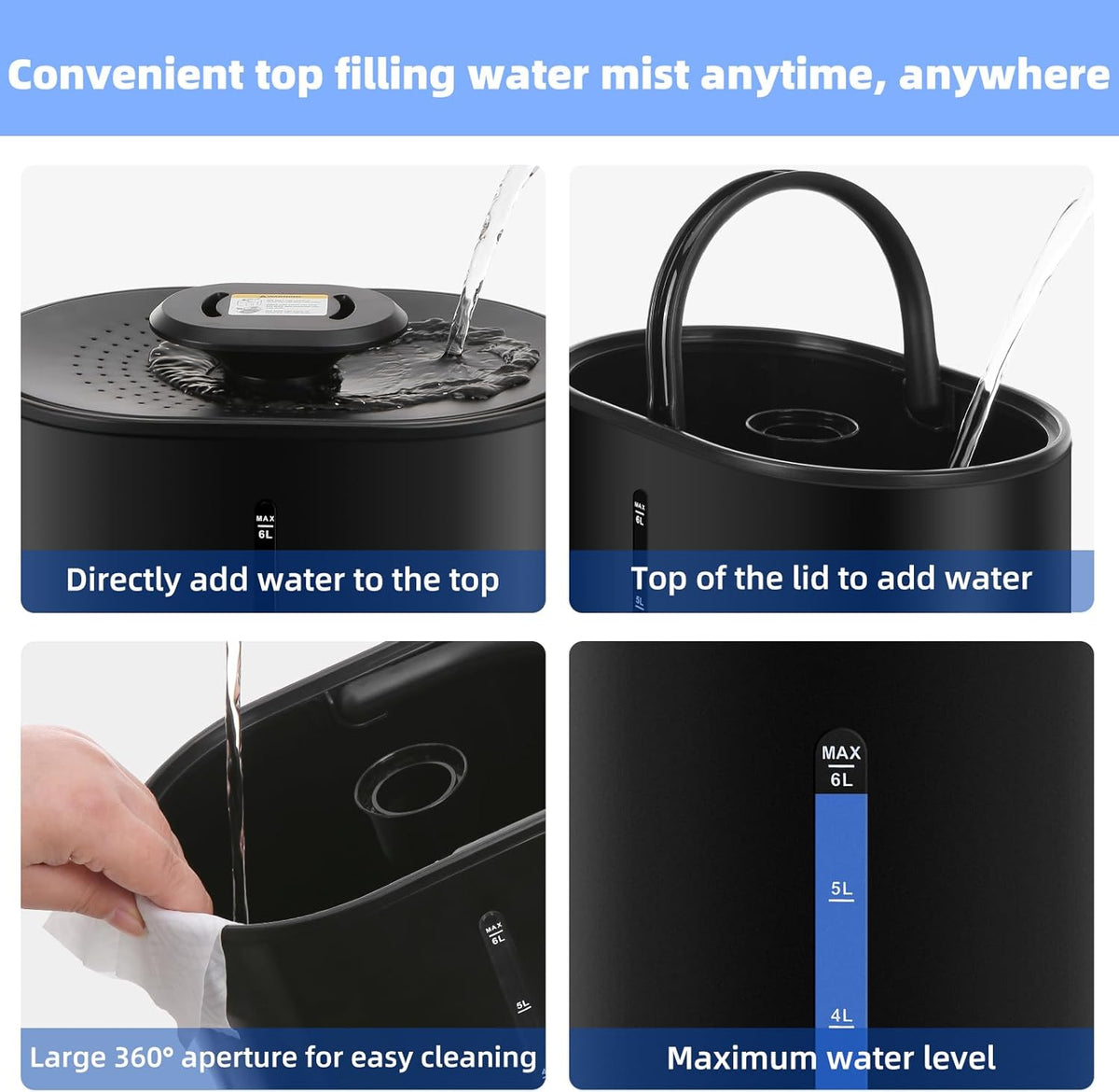 6L Warm & Cool Mist Humidifiers for Bedroom,Large Room,Plants