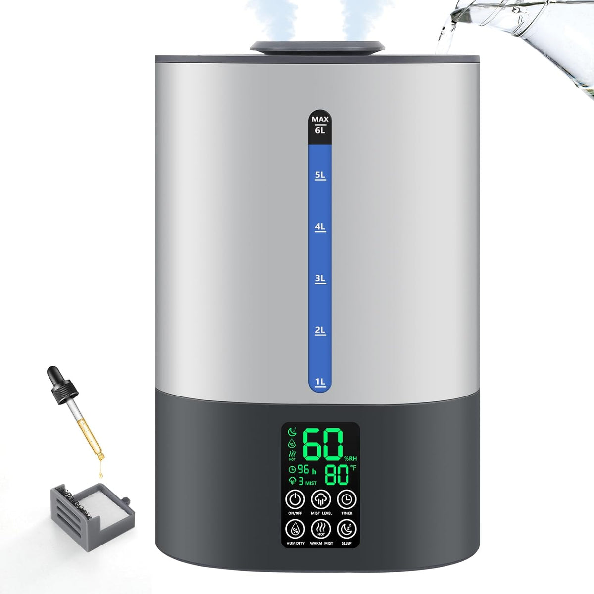 6L Warm & Cool Mist Humidifiers for Bedroom,Large Room,Plants