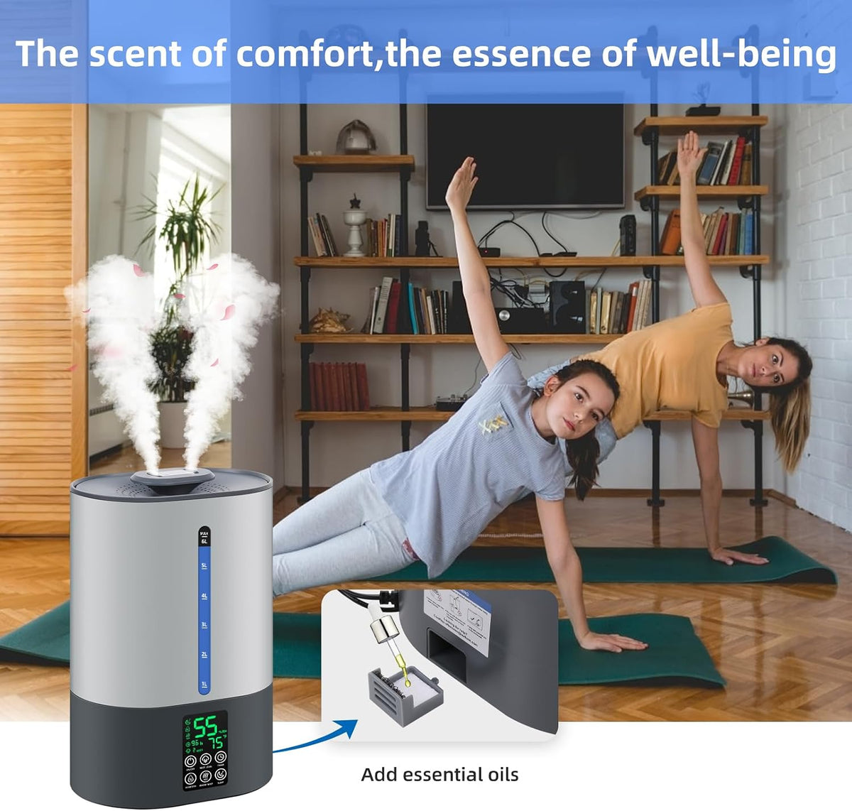 6L Warm & Cool Mist Humidifiers for Bedroom,Large Room,Plants