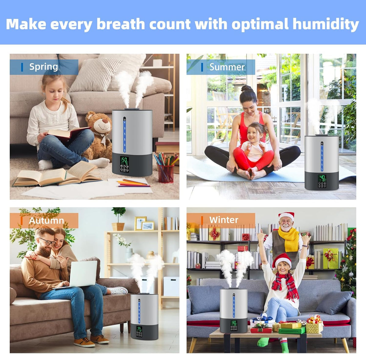 6L Warm & Cool Mist Humidifiers for Bedroom,Large Room,Plants