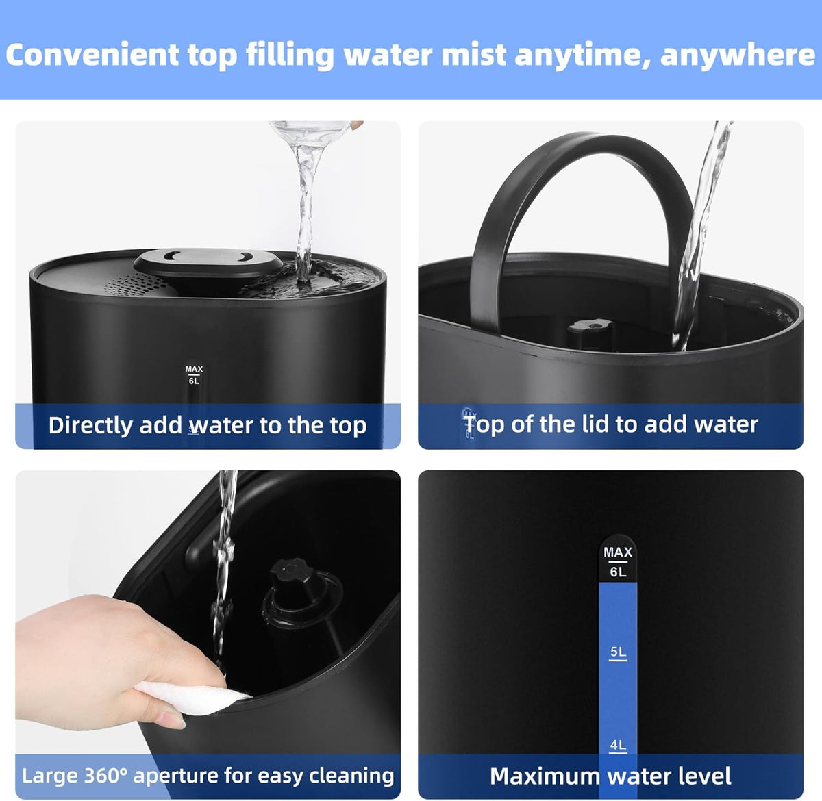 6L Warm & Cool Mist Humidifiers for Bedroom,Large Room,Plants