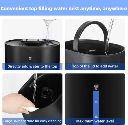 6L Warm & Cool Mist Humidifiers for Bedroom,Large Room,Plants