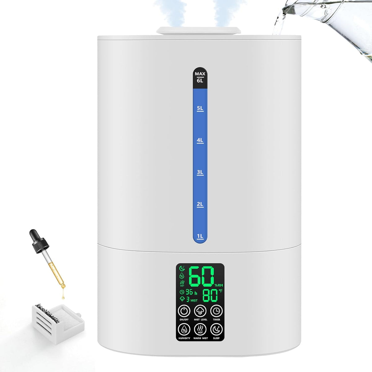 6L Warm & Cool Mist Humidifiers for Bedroom,Large Room,Plants