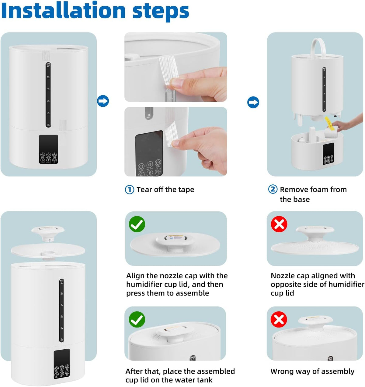 6L Warm & Cool Mist Humidifiers for Bedroom,Large Room,Plants