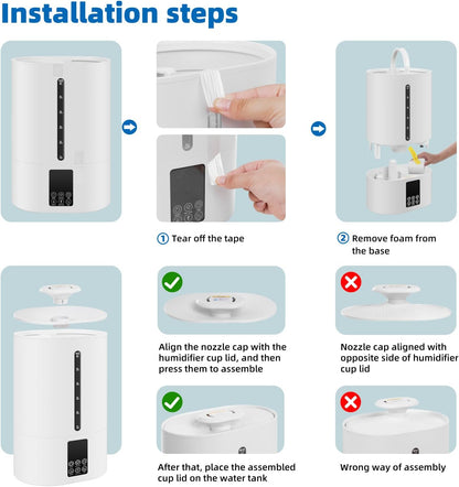 6L Warm & Cool Mist Humidifiers for Bedroom,Large Room,Plants