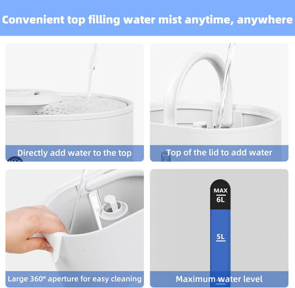 6L Warm & Cool Mist Humidifiers for Bedroom,Large Room,Plants