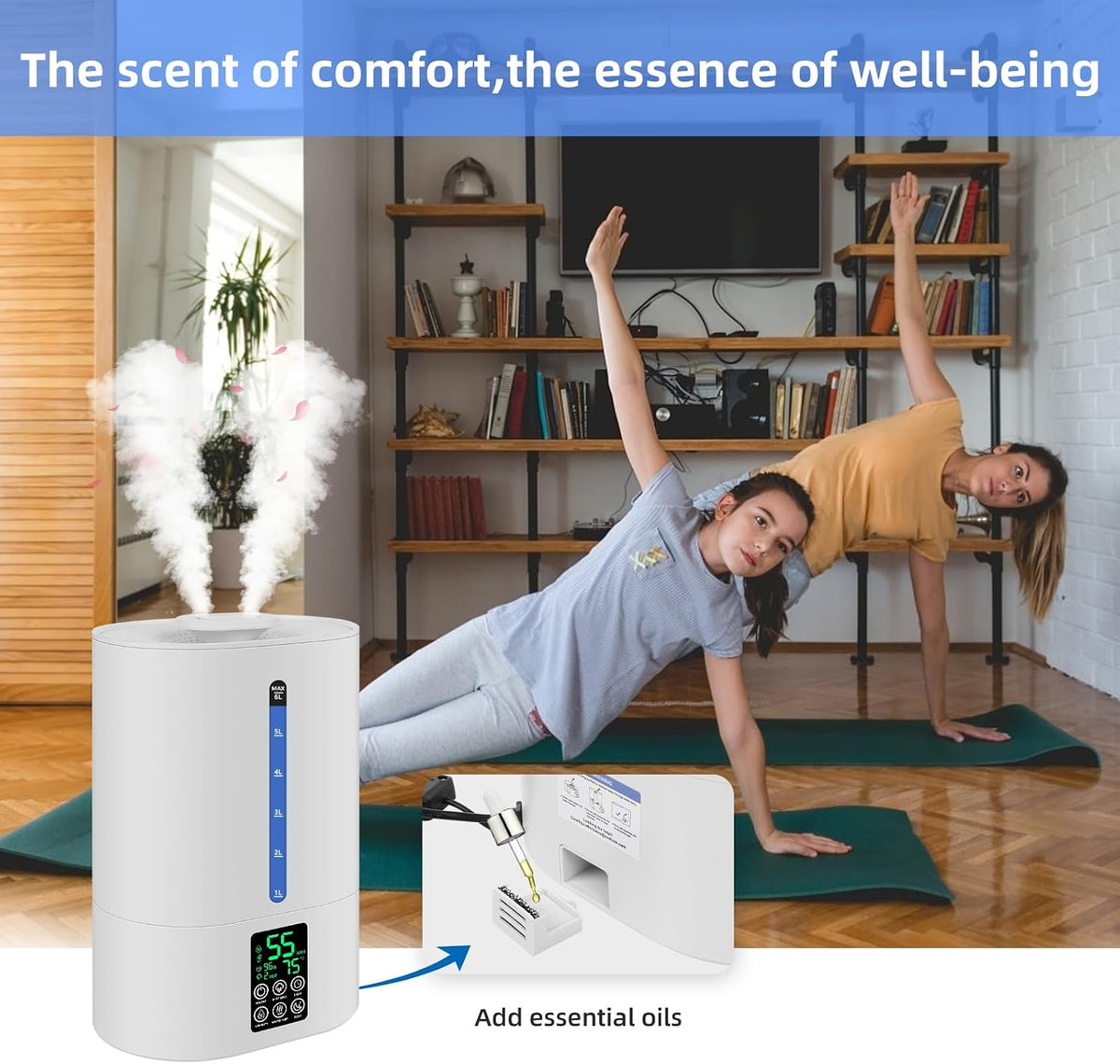6L Warm & Cool Mist Humidifiers for Bedroom,Large Room,Plants