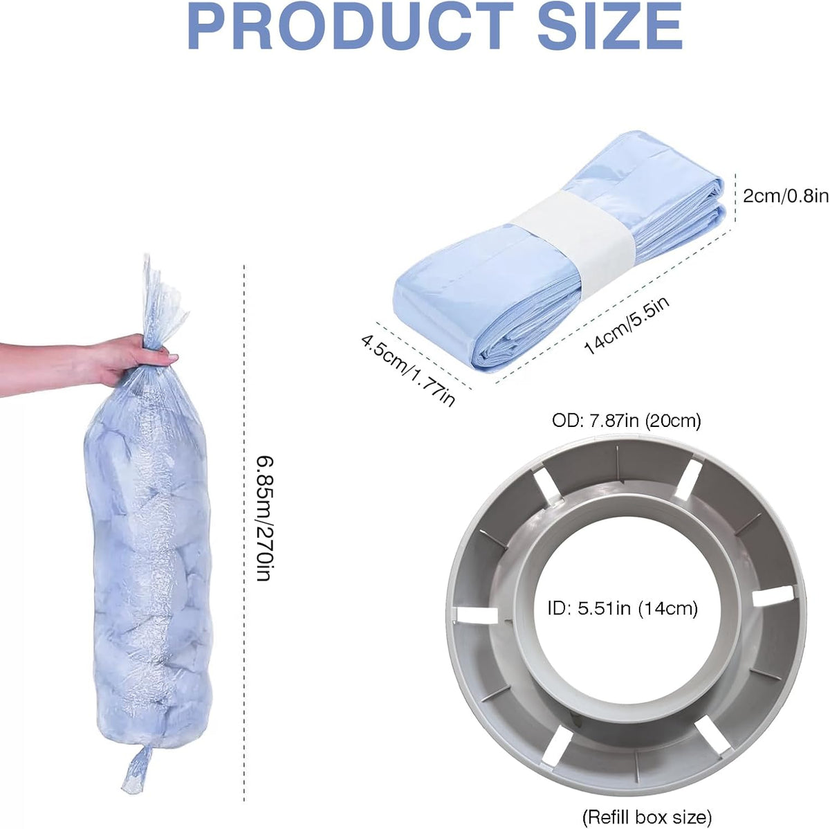 Diaper Pail Refills Compatible with Bellababy Diaper Pails Lavender Scent, 8 Pack(270 inches/pcs)