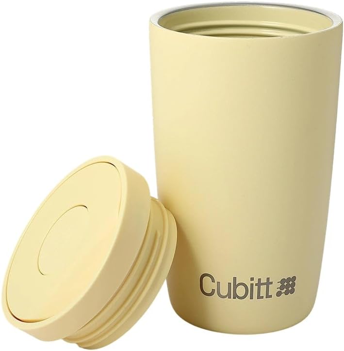 Coffee Mug 12oz, Smart Lid Stainless Steel – Sand | Ceramic Interior, Leak-Proof Design