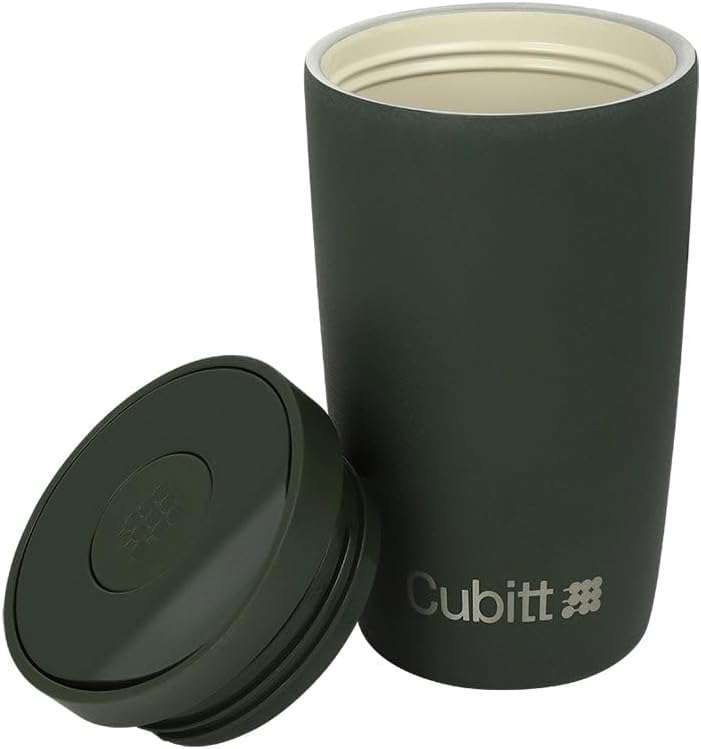 Coffee Mug 12oz, Smart Lid Stainless Steel – Sand | Ceramic Interior, Leak-Proof Design