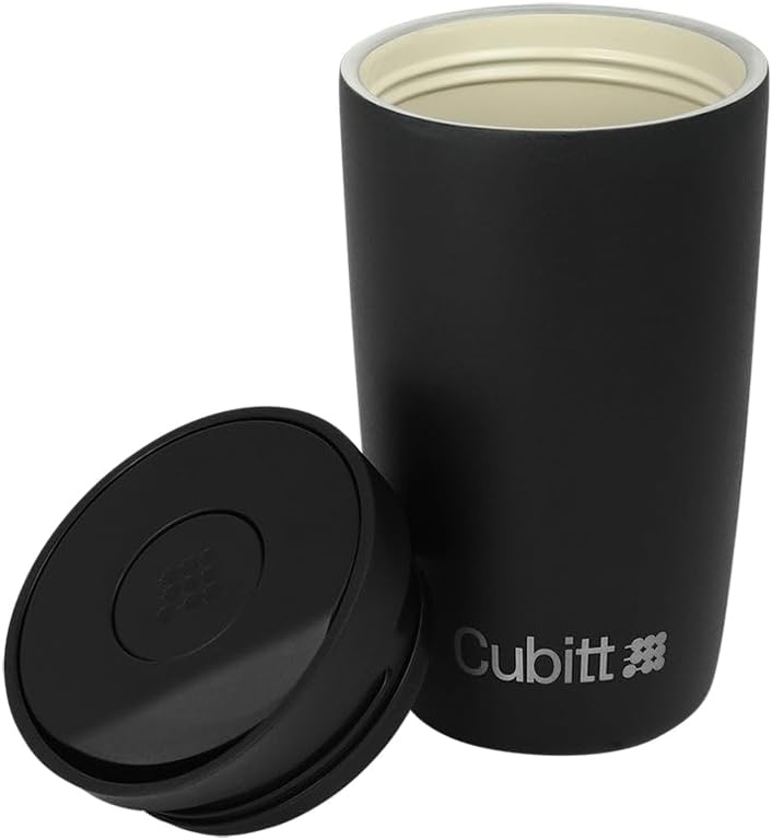 Coffee Mug 12oz, Smart Lid Stainless Steel – Sand | Ceramic Interior, Leak-Proof Design