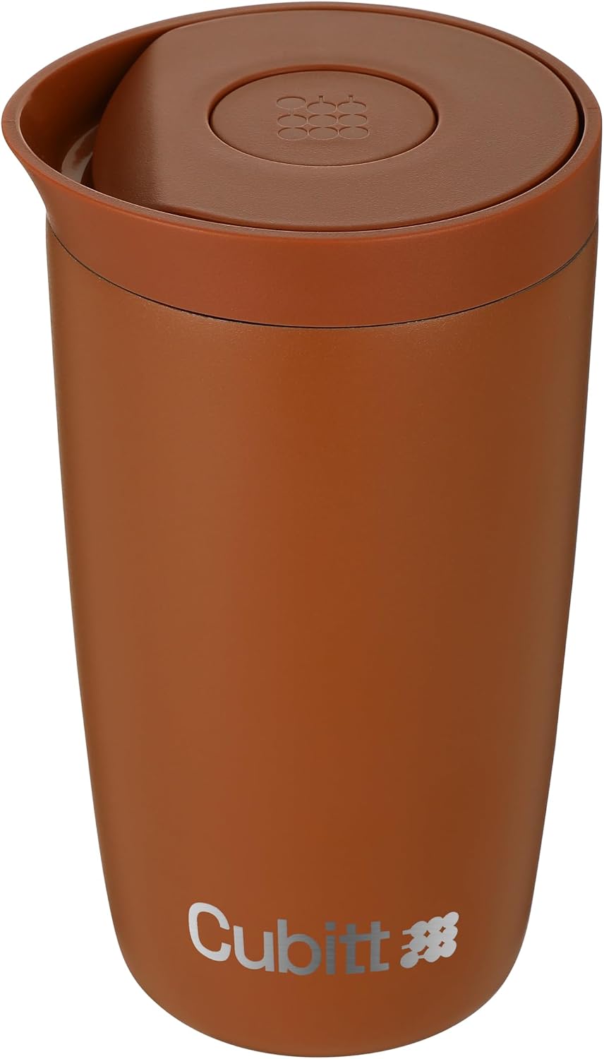 Coffee Mug 12oz, Smart Lid Stainless Steel – Sand | Ceramic Interior, Leak-Proof Design