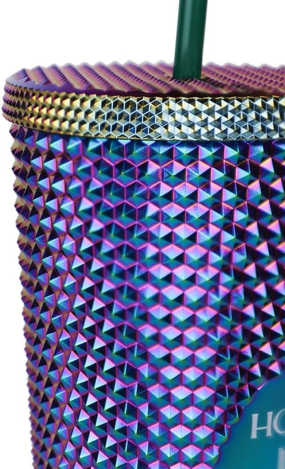 24oz Studded Tumblers | Insulated Double Wall | With Screw on Lid and Straw | Cold Beverage | Hand Wash | Mint Green, Focused & Fabulous