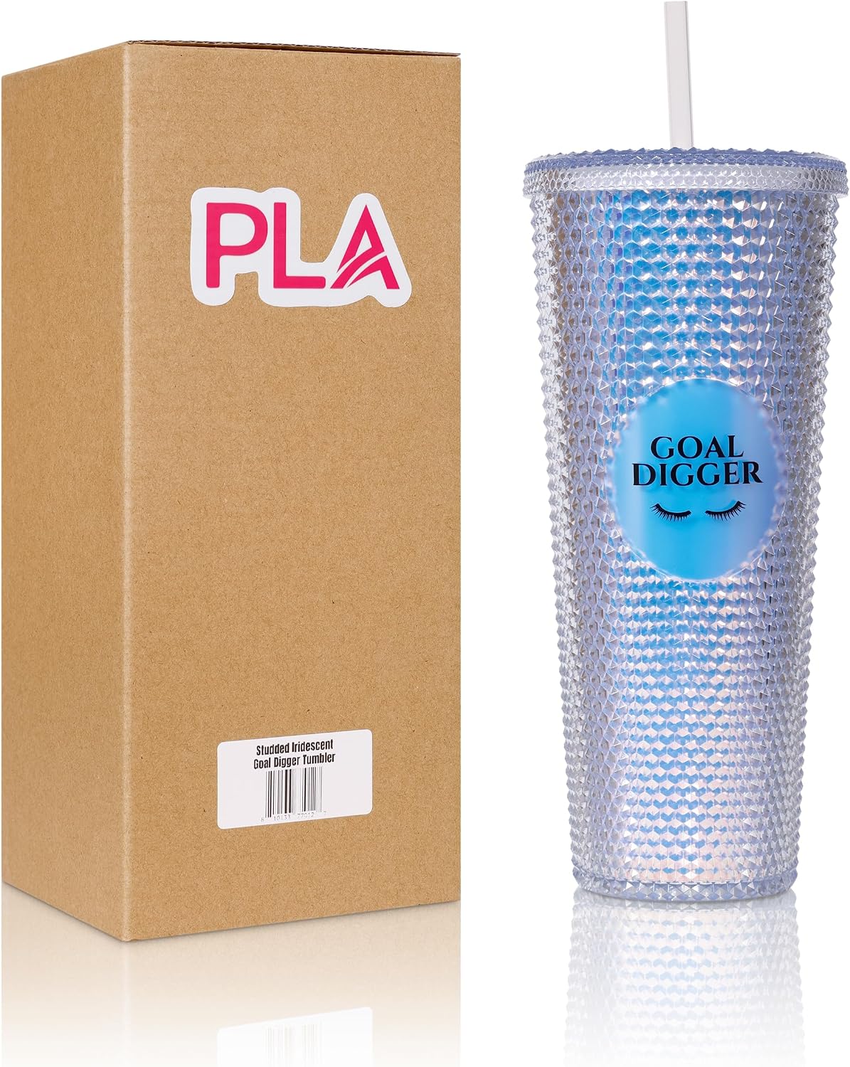 24oz Studded Tumblers | Insulated Double Wall | With Screw on Lid and Straw | Cold Beverage | Hand Wash | Mint Green, Focused & Fabulous