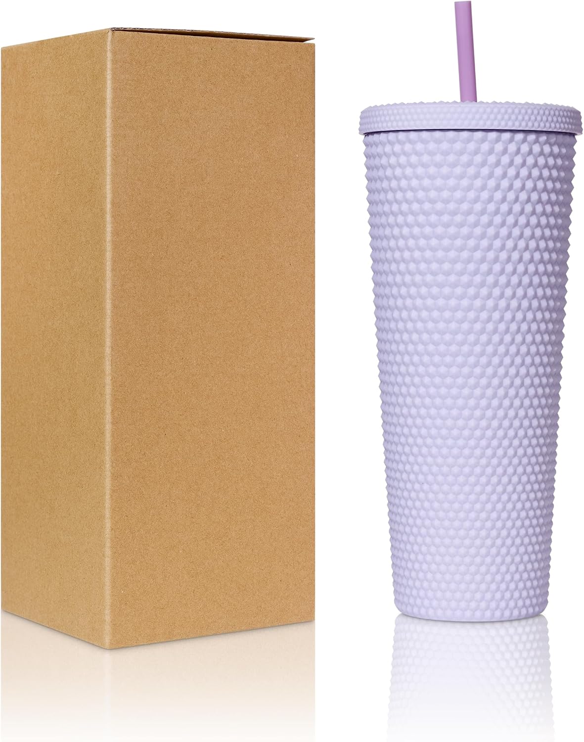 24oz Studded Tumblers | Insulated Double Wall | With Screw on Lid and Straw | Cold Beverage | Hand Wash | Mint Green, Focused & Fabulous