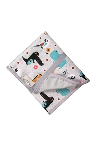 Portable Changing Pad, Soft Padded Waterproof Baby Changing Mat for Diaper Bag, Foldable & Wipe Clean, 27.5"×15.8", Compact Travel Mat for Newborns, Elephant Design, Made in Turkey