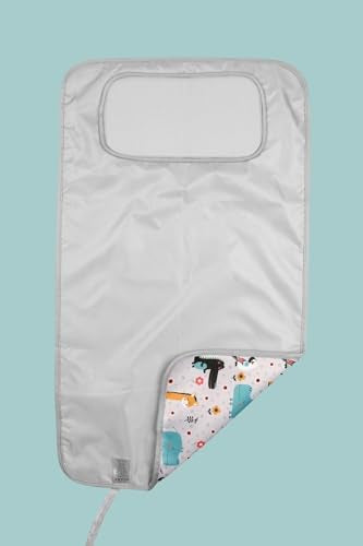 Portable Changing Pad, Soft Padded Waterproof Baby Changing Mat for Diaper Bag, Foldable & Wipe Clean, 27.5"×15.8", Compact Travel Mat for Newborns, Elephant Design, Made in Turkey
