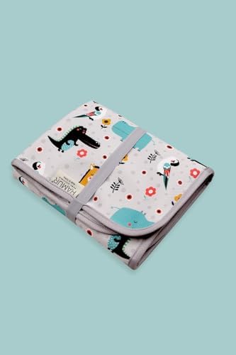 Portable Changing Pad, Soft Padded Waterproof Baby Changing Mat for Diaper Bag, Foldable & Wipe Clean, 27.5"×15.8", Compact Travel Mat for Newborns, Elephant Design, Made in Turkey