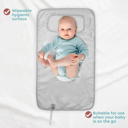 Portable Changing Pad, Soft Padded Waterproof Baby Changing Mat for Diaper Bag, Foldable & Wipe Clean, 27.5"×15.8", Compact Travel Mat for Newborns, Elephant Design, Made in Turkey