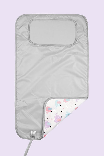 Portable Changing Pad, Soft Padded Waterproof Baby Changing Mat for Diaper Bag, Foldable & Wipe Clean, 27.5"×15.8", Compact Travel Mat for Newborns, Elephant Design, Made in Turkey