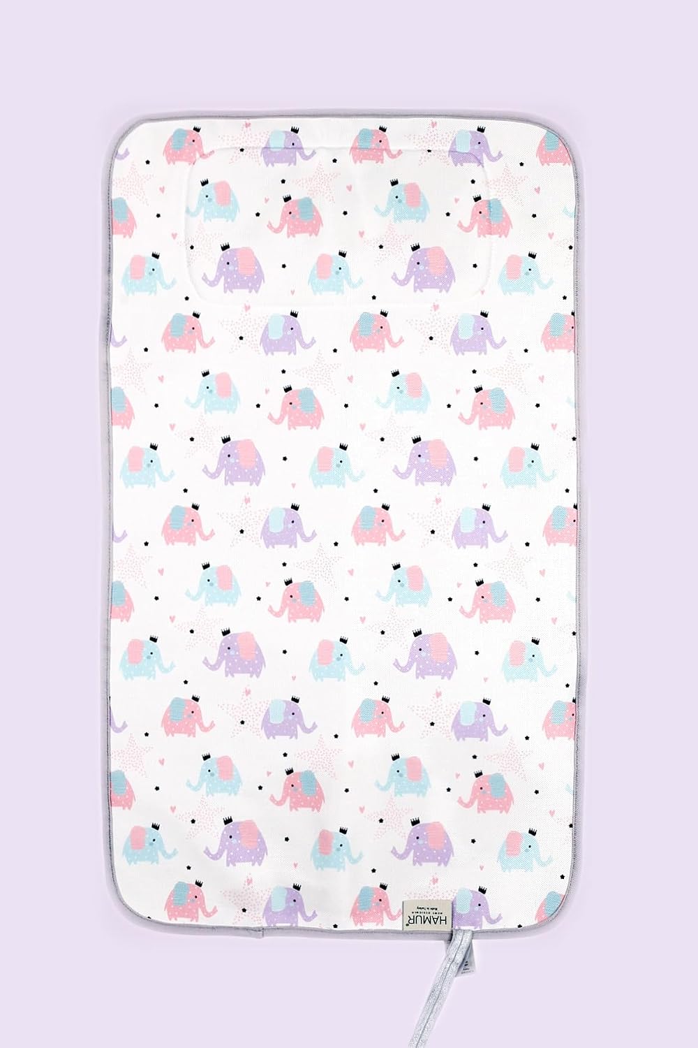 Portable Changing Pad, Soft Padded Waterproof Baby Changing Mat for Diaper Bag, Foldable & Wipe Clean, 27.5"×15.8", Compact Travel Mat for Newborns, Elephant Design, Made in Turkey
