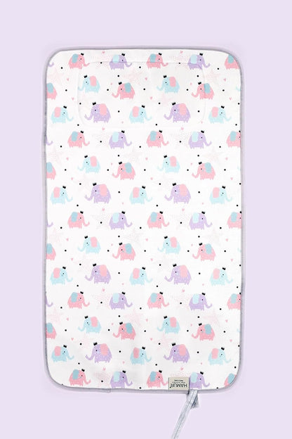 Portable Changing Pad, Soft Padded Waterproof Baby Changing Mat for Diaper Bag, Foldable & Wipe Clean, 27.5"×15.8", Compact Travel Mat for Newborns, Elephant Design, Made in Turkey