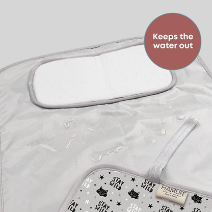 Portable Changing Pad, Soft Padded Waterproof Baby Changing Mat for Diaper Bag, Foldable & Wipe Clean, 27.5"×15.8", Compact Travel Mat for Newborns, Elephant Design, Made in Turkey