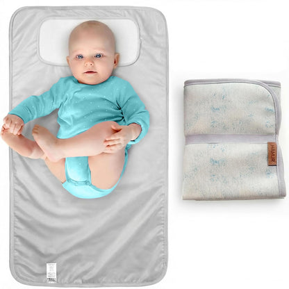 Portable Changing Pad, Soft Padded Waterproof Baby Changing Mat for Diaper Bag, Foldable & Wipe Clean, 27.5"×15.8", Compact Travel Mat for Newborns, Elephant Design, Made in Turkey