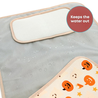 Portable Changing Pad, Soft Padded Waterproof Baby Changing Mat for Diaper Bag, Foldable & Wipe Clean, 27.5"×15.8", Compact Travel Mat for Newborns, Elephant Design, Made in Turkey