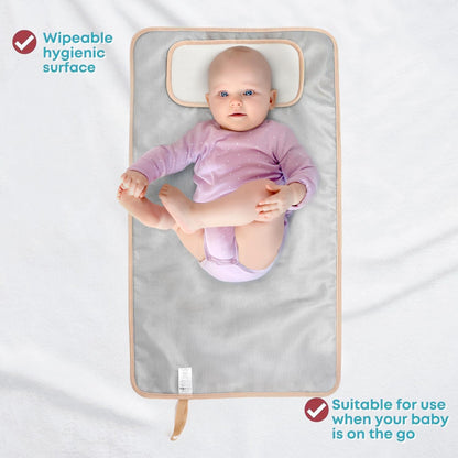 Portable Changing Pad, Soft Padded Waterproof Baby Changing Mat for Diaper Bag, Foldable & Wipe Clean, 27.5"×15.8", Compact Travel Mat for Newborns, Elephant Design, Made in Turkey