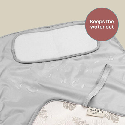 Portable Changing Pad, Soft Padded Waterproof Baby Changing Mat for Diaper Bag, Foldable & Wipe Clean, 27.5"×15.8", Compact Travel Mat for Newborns, Elephant Design, Made in Turkey