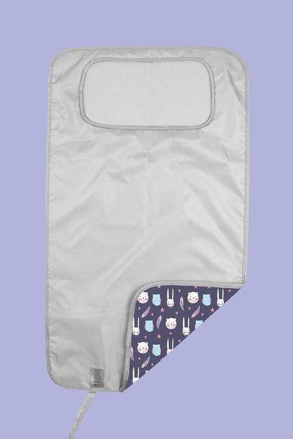 Portable Changing Pad, Soft Padded Waterproof Baby Changing Mat for Diaper Bag, Foldable & Wipe Clean, 27.5"×15.8", Compact Travel Mat for Newborns, Elephant Design, Made in Turkey