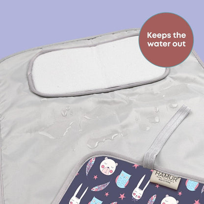 Portable Changing Pad, Soft Padded Waterproof Baby Changing Mat for Diaper Bag, Foldable & Wipe Clean, 27.5"×15.8", Compact Travel Mat for Newborns, Elephant Design, Made in Turkey