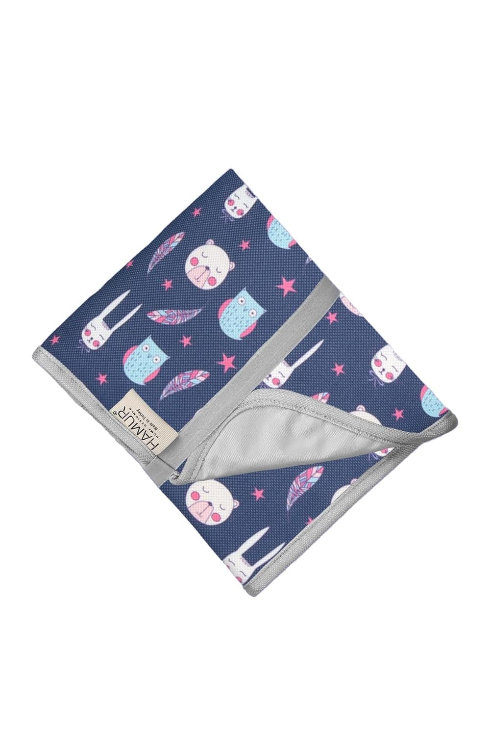 Portable Changing Pad, Soft Padded Waterproof Baby Changing Mat for Diaper Bag, Foldable & Wipe Clean, 27.5"×15.8", Compact Travel Mat for Newborns, Elephant Design, Made in Turkey