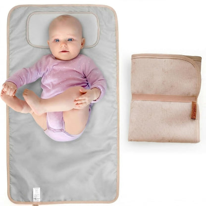 Portable Changing Pad, Soft Padded Waterproof Baby Changing Mat for Diaper Bag, Foldable & Wipe Clean, 27.5"×15.8", Compact Travel Mat for Newborns, Elephant Design, Made in Turkey