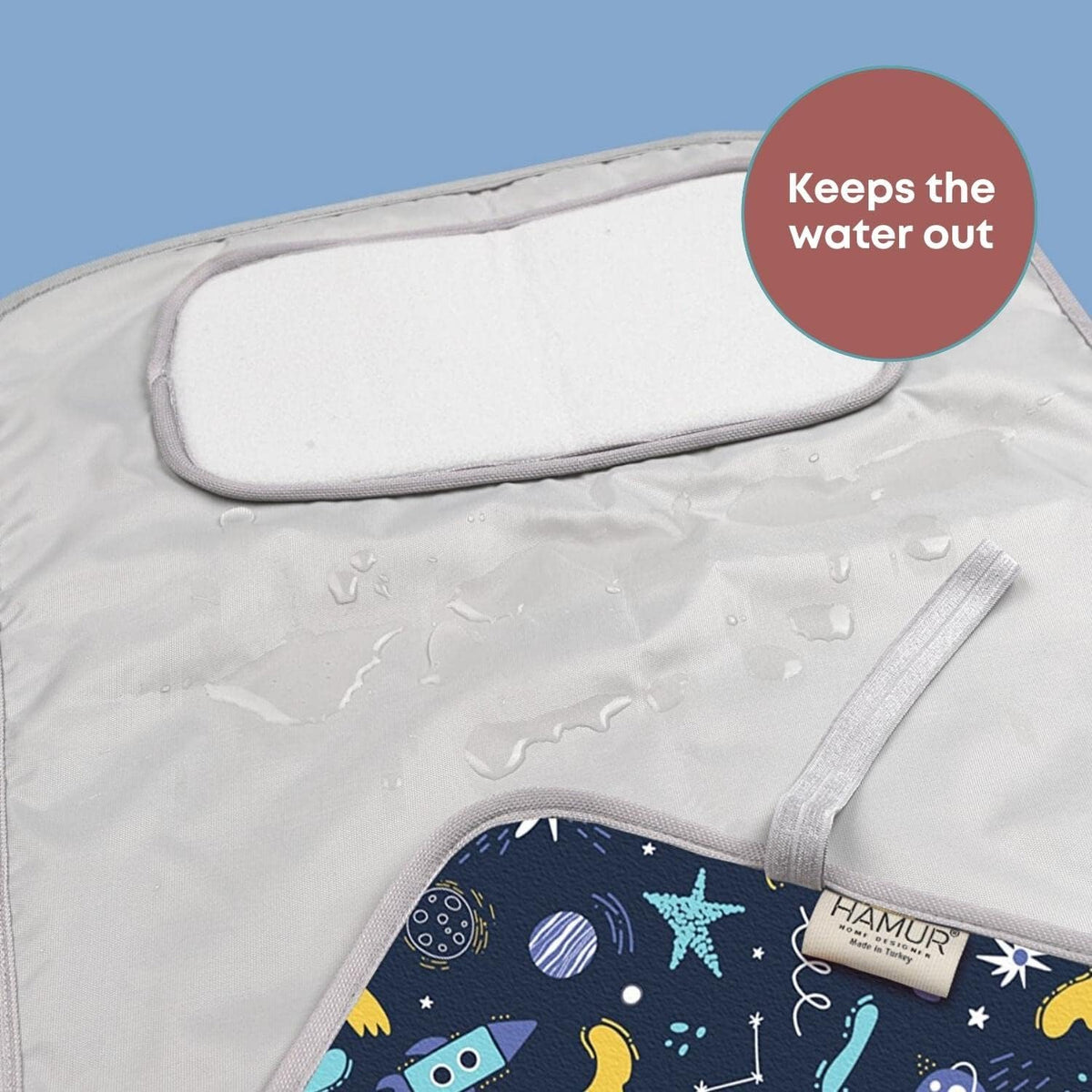 Portable Changing Pad, Soft Padded Waterproof Baby Changing Mat for Diaper Bag, Foldable & Wipe Clean, 27.5"×15.8", Compact Travel Mat for Newborns, Elephant Design, Made in Turkey