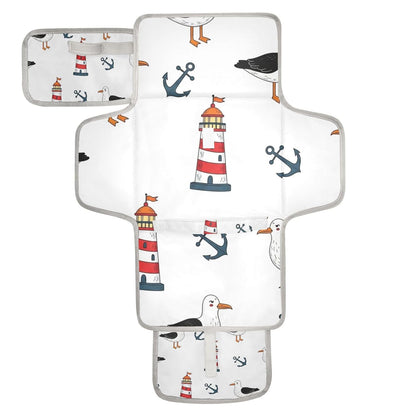 Seagull Lighthouse Pattern Portable Diaper Changing Pad Pram