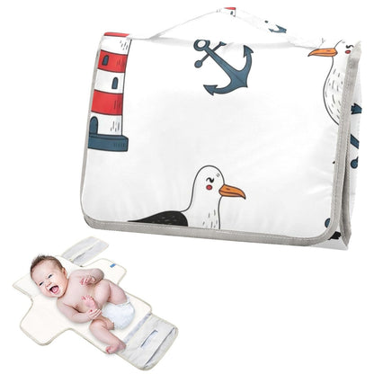 Seagull Lighthouse Pattern Portable Diaper Changing Pad Pram
