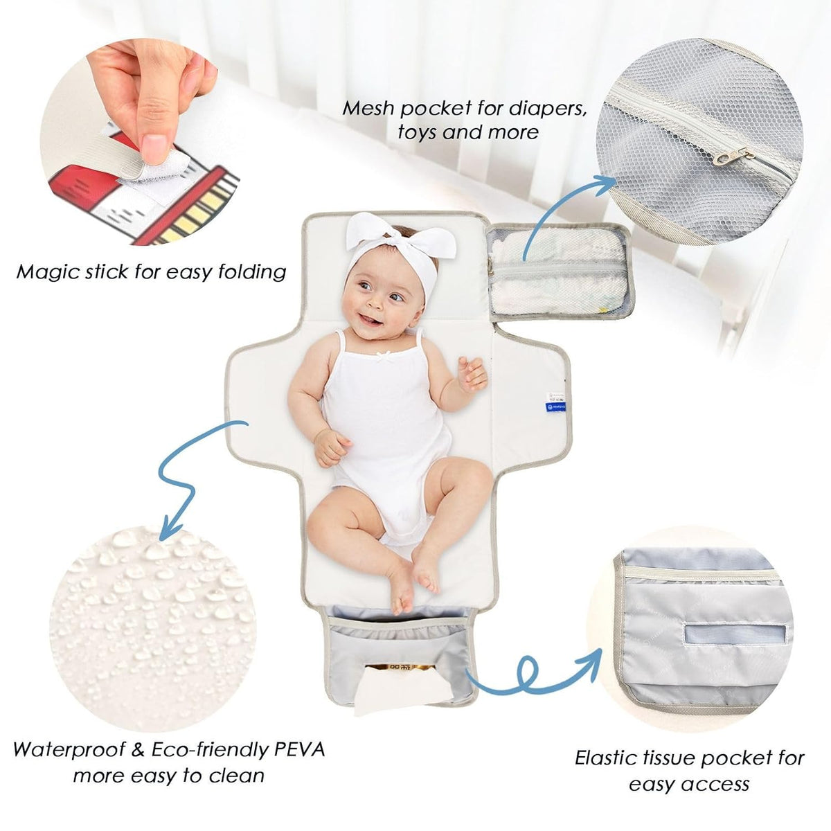 Seagull Lighthouse Pattern Portable Diaper Changing Pad Pram
