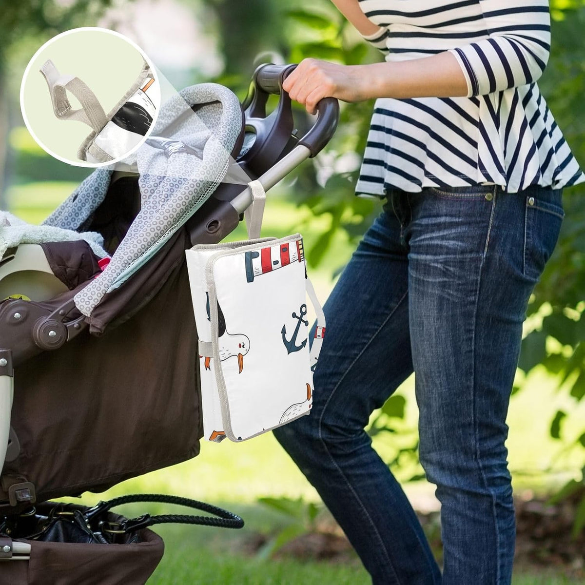 Seagull Lighthouse Pattern Portable Diaper Changing Pad Pram