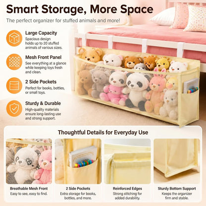 Stuffed Toy Organizer, Hanging Plush Storage with Mesh Front