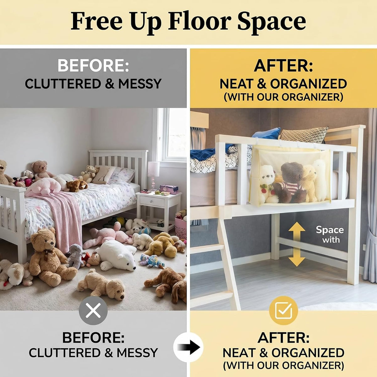 Stuffed Toy Organizer, Hanging Plush Storage with Mesh Front