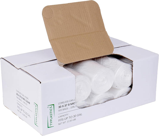 20-30 Gallon Clear Trash Bags 30" x 37" Can Liners Case of 500