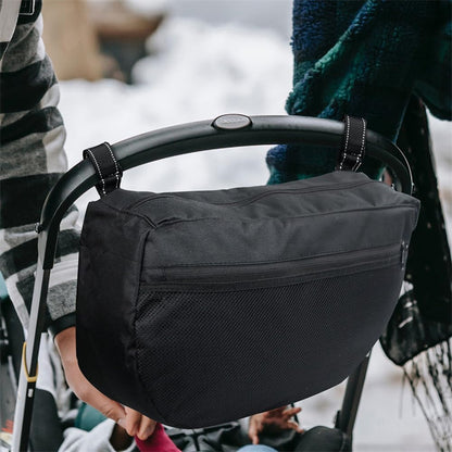 Insulated Stroller Organizer, Side Sling Stroller Saddle Bag, Black - Premium Insulated and Durable Gray Film Lining