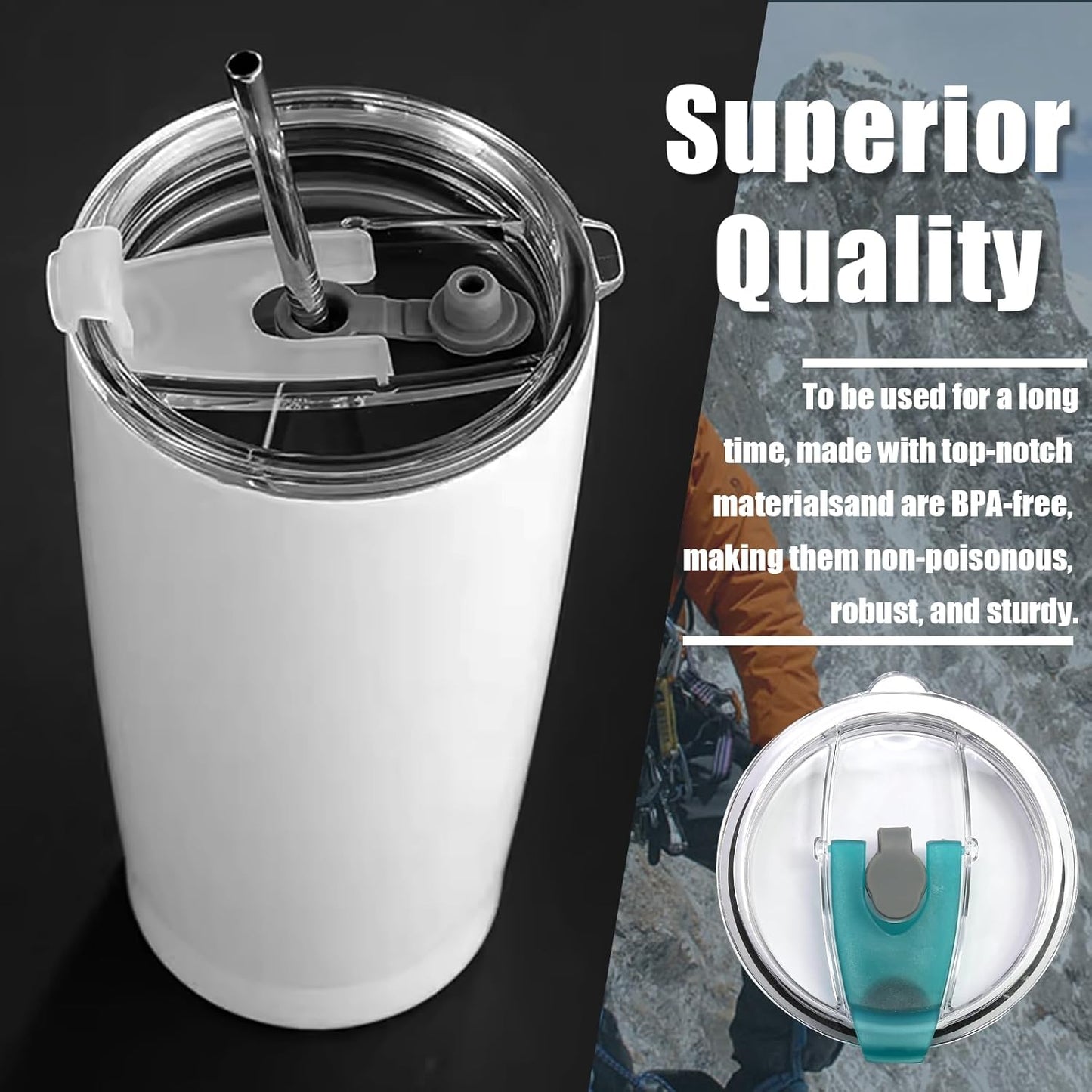 2 Pcs Black 20oz Tumbler Flip Lid | Plastic Cups Lids, Water Bottle Lid Replacement, Spill Proof, For Travel Cup Mug Bottle